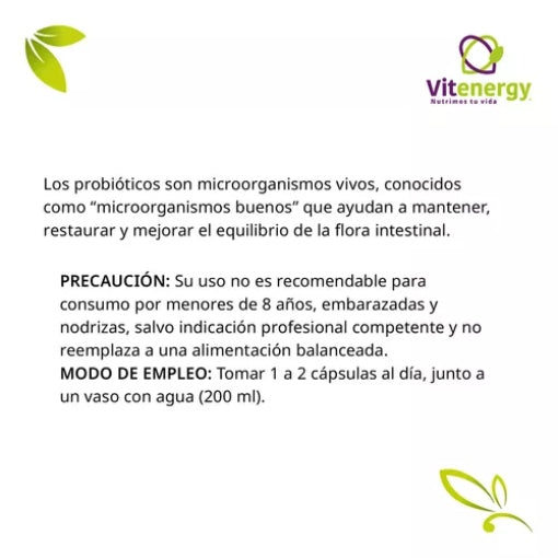 Probióticos 100 Billones - 10 Cepas - 60 Cápsulas Vegetales