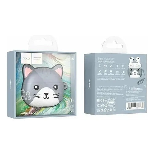 Audífonos Inalámbricos Hoco Ew46 Gato Bluetooth Color Gris