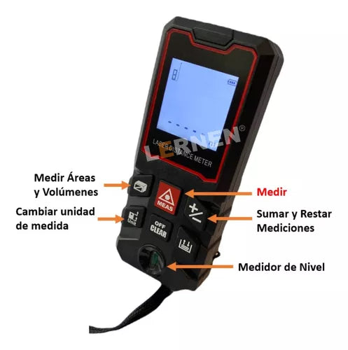 Medidor De Distancia Laser Digital Lernen 100m + Accesorios