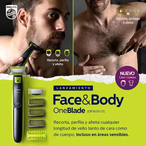 Oneblade Philips Qp2824 Afeita Cara Cuerpo Recorta Perfila Verde Lima