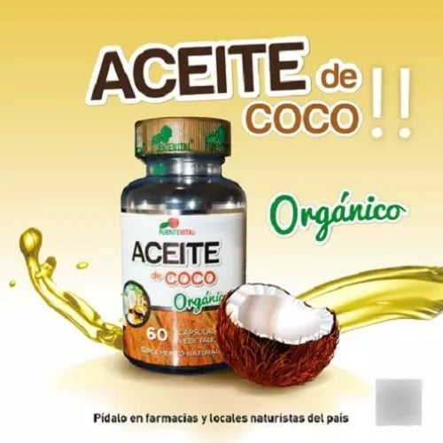 Aceite De Coco Orgánico - 60 Cápsulas Vegetales